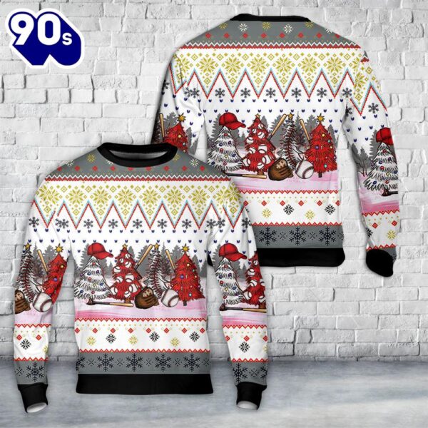 Baseball Christmas Trees Sweater