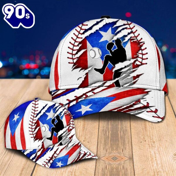 Baseball Pitcher Puerto Rico Baseball Cap  Gift For Veteran Day