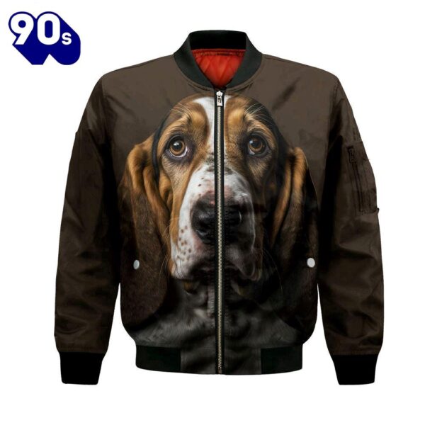 Basset Hound AI – Unisex 3D Graphic Bomber Jacket