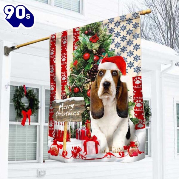 Basset Hound Christmas American Flag – Christmas Flag  Decorate For Christmas