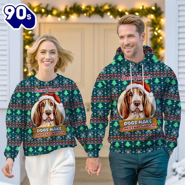 Basset Hound Dog Make Christmas Magical Christmas Sweatshirt & Hoodie