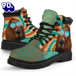 Basset Hound Leather Boots Hippie Style Shoes Funny