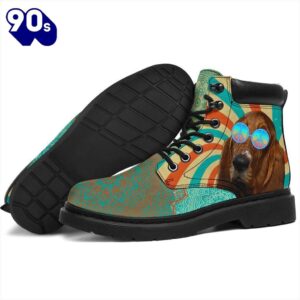 Basset Hound Leather Boots Hippie Style Shoes Funny