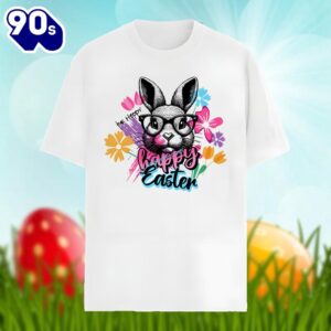 Be Hoppy Happy Easter With Bunny Floral Shirt Men Women