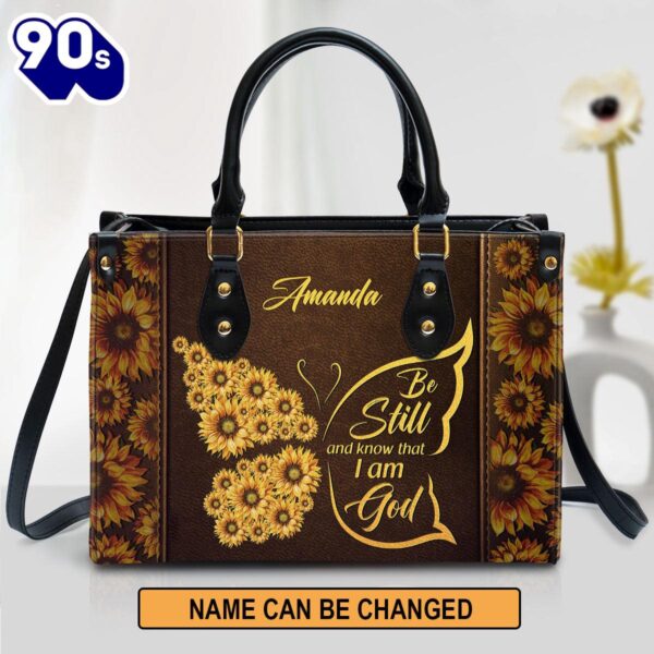 Be Still And Know That I Am God Psalm Leather Handbag With Handle Christ Gifts, Christian Bags  Gift For Women Christmas