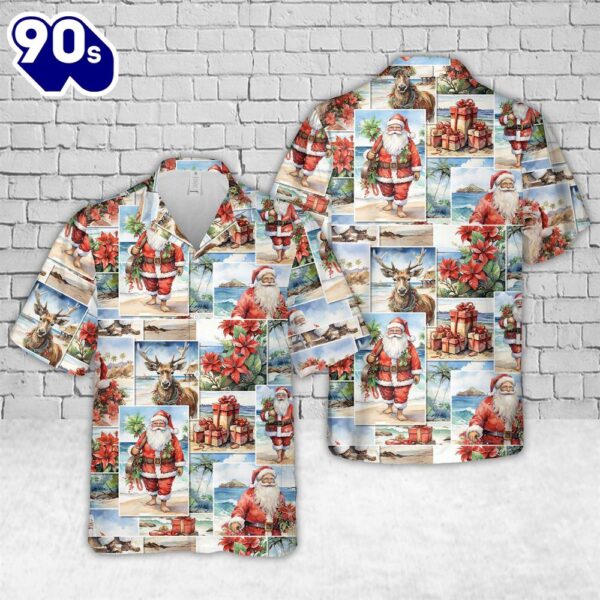 Beach Santa Christmas Hawaiian Shirt