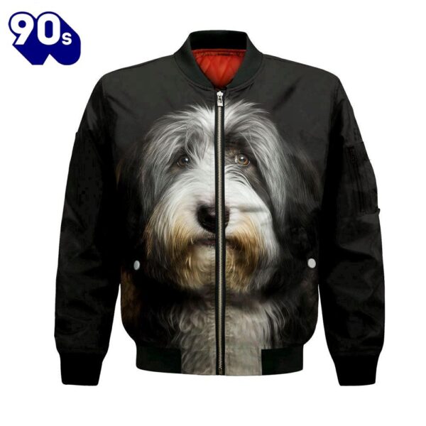 Bearded Collie AI – Unisex 3D Graphic Bomber Jacket