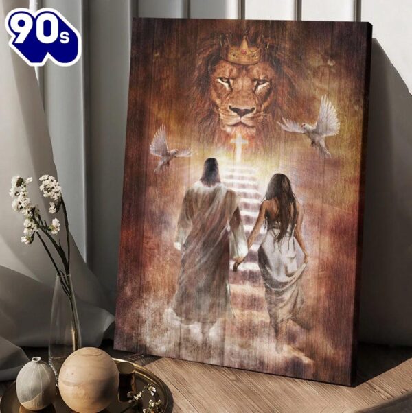 Beautiful Girl Walking With Jesus Canvas Posters   Gift Christmas