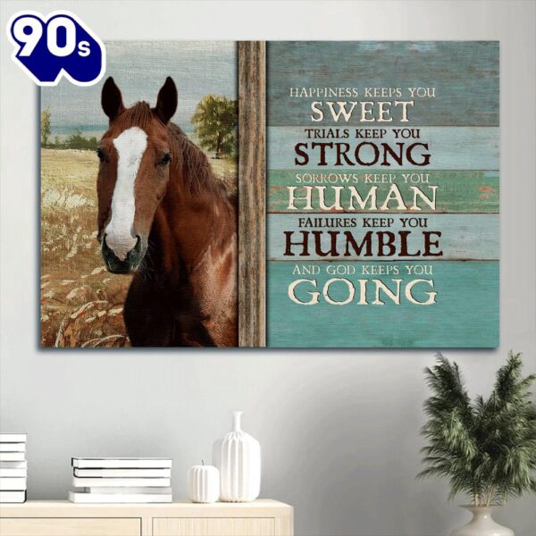 Beautiful Horse Blue Background Horse Painting Canvas Happiness Keeps You Sweet Canvas Wall Art  Gift Christmas