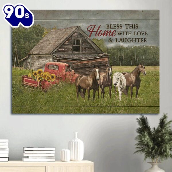 Beautiful Horse Meadow Land Ladybug Car Bless This Home Canvas Wall Art