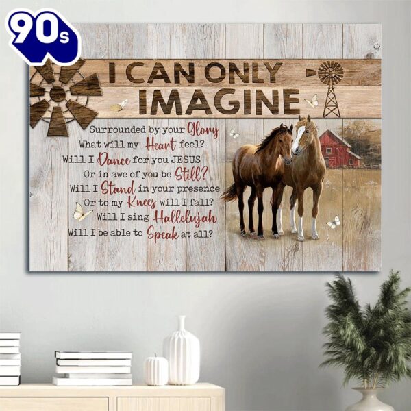 Beautiful Horse Wooden Windmill White Butterfly I Can Only Imagine Canvas Wall Art