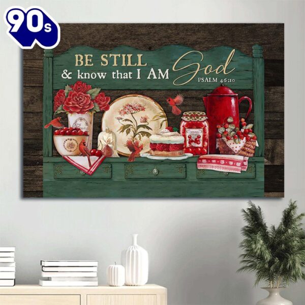 Beautiful Kitchen Christmas Eve Red Cardinal Canvas Be Still And Know That I Am God Canvas Wall Art