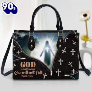 Beautiful Leather Bag God Is Within Her She Will Not Fall Christ Gifts Leather Bags  Gift For  Women Christmas