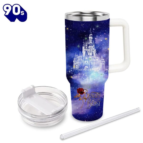 Beauty And The Beast Castle Printed Glitter Tumbler