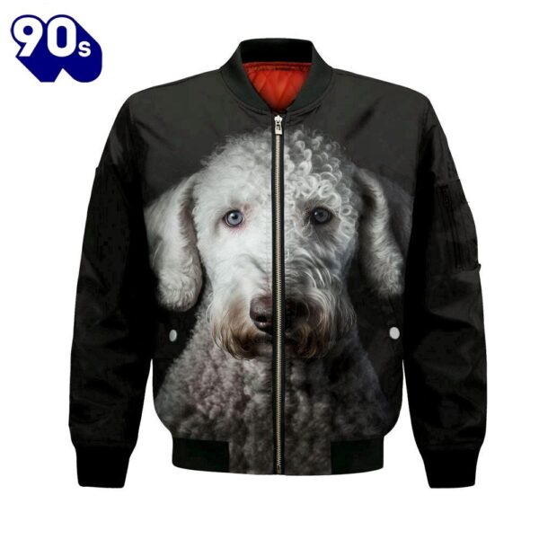 Bedlington Terrier AI – Unisex 3D Graphic Bomber Jacket