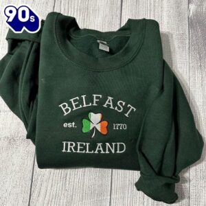 Belfast Ireland Embroidered Sweatshirt Gift…