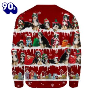 Bernedoodle Dog Snow Winter Festive Celebration Cool Design Ugly Christmas Sweater