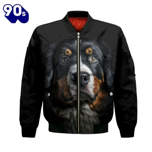 Bernese Mountain AI – Unisex 3D Graphic Bomber Jacket