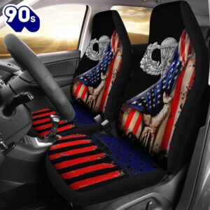 Best Airborne Wings Us Flag Pull Back Military Paratrooper Premium Custom Car Seat Covers Decor Protector