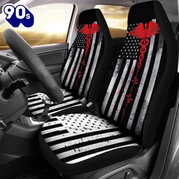 Best Patriot Apparel Nurse Thin Red Line Us Flag Premium Custom Car Seat Covers Decor Protector