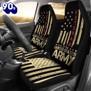 Best Patriotic U.S Army Veteran Red Line American Flag Premium Custom Car Seat Covers Decor Protector