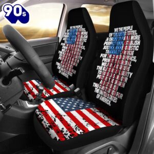 Best Us Constitution We The People With Vintage Flag Premium Custom Car Seat Covers Decor Protector