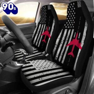 Best Us Flag Airport Runway! Airplane Pilot Premium Custom Car Seat Covers Decor Protector