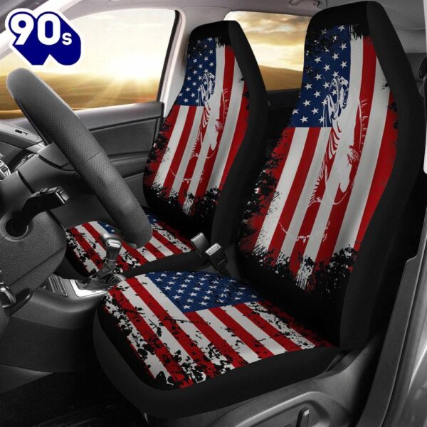 Best Us Flag Fishing Rod Premium Custom Car Seat Covers Decor Protector