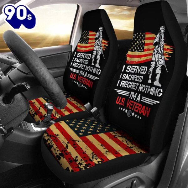 Best Us Proud Army Veteran Gifts I’M A U.S Veteran American Flag Premium Custom Car Seat Covers Decor Protector