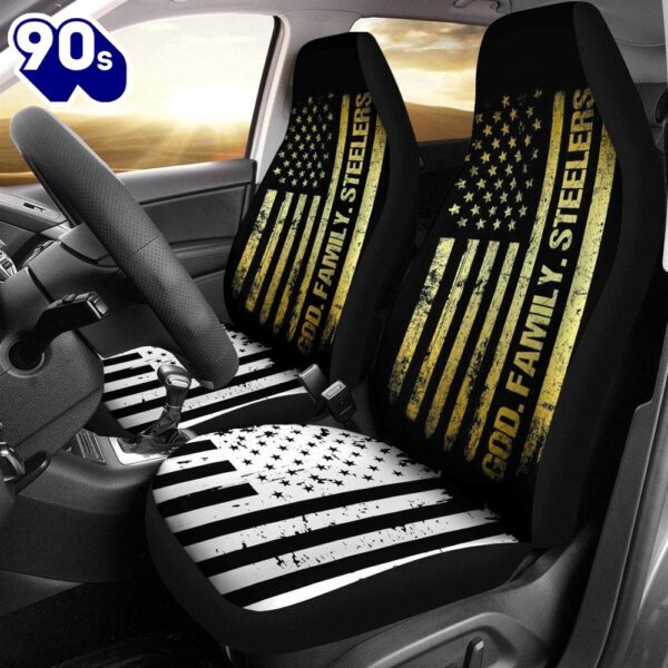 Best Veteran God Family Steelers Pro Us Flag Premium Custom Car Seat Covers Decor Protector