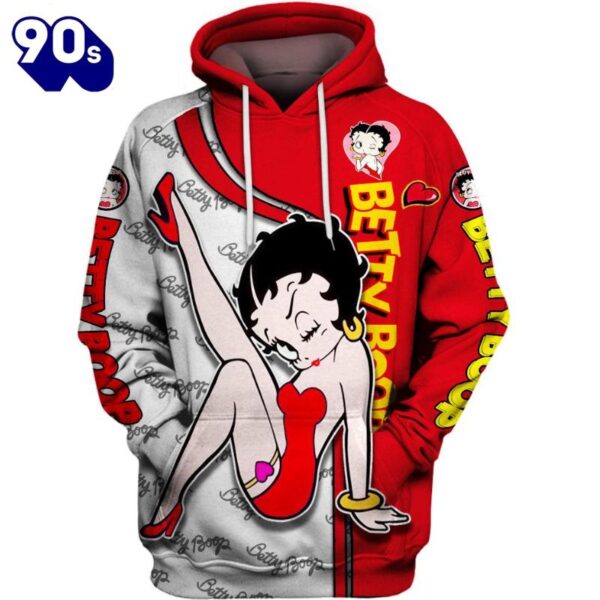 Betty Boop Pattern Hoodie And Leggings Set