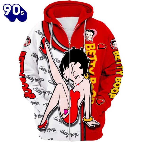 Betty Boop Pattern Hoodie And Leggings Set