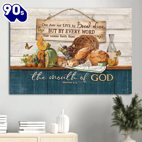 Bible Verse Food Drawing Monarch Butterfly One Does Not Live By Bread Alone Canvas Wall Art
