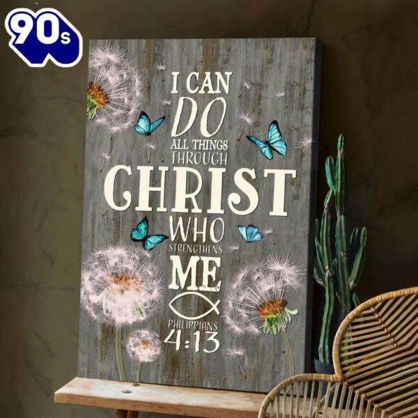 Bible Verse I Can Do All Things Through Christ Dandelion Canvas Art