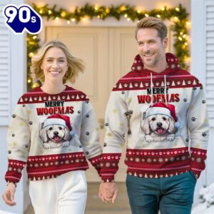 Bichon Frise Dog Merry Woofmas Christmas Sweatshirt & Hoodie