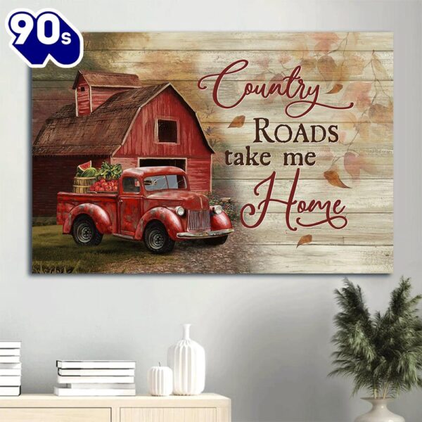 Big House Red Ladybug Car Peace Farm Country Roads Take Me Home Canvas Wall Art  Gift Christmas