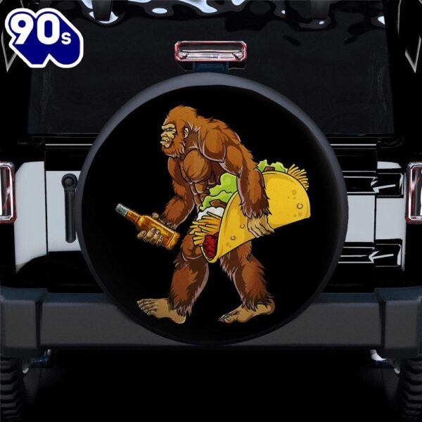 Bigfoot Carrying Taco And Beer Car Spare Tire Covers Gift For Campers