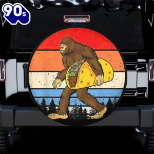 Bigfoot Holding A Taco Spare Tire Cover Gift For Campers