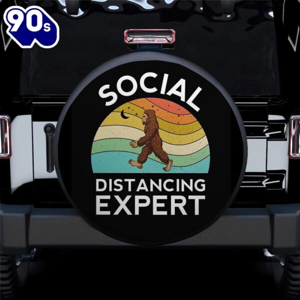 Bigfoot Social Distancing Expert Car Spare Tire Covers Gift For Campers