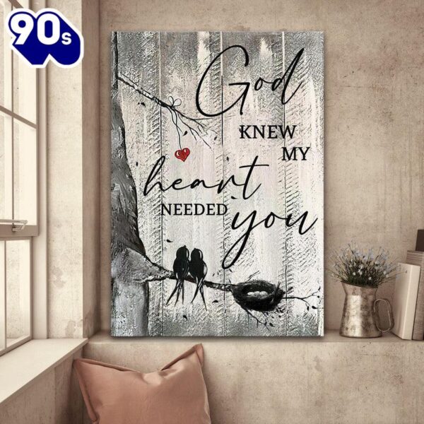 Bird Painting Old Tree God Knew My Heart Needed You Canvas Wall Art   Gift Christmas