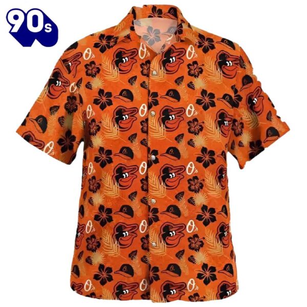 Birdland And Flower Baltimore Orioles Hawaiian Button Up Shirts