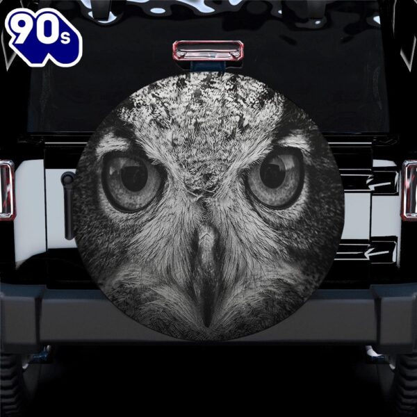 Black And Gray Owl Spare Tire Cover Gift For Campers