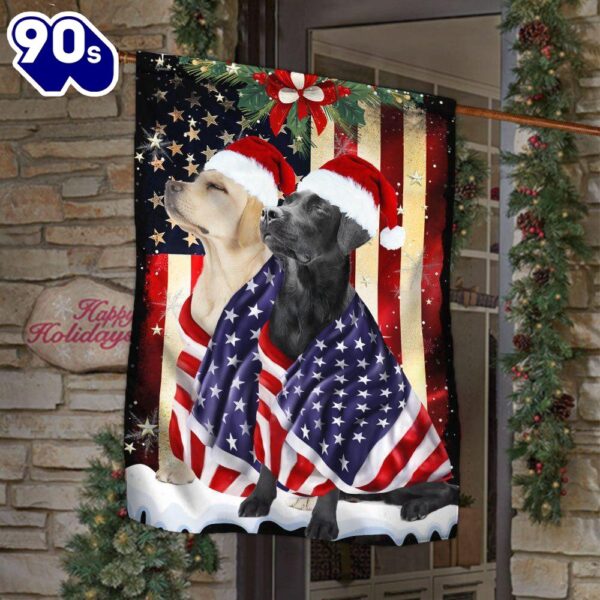 Black And Yellow Labrador Retrievers Flag Merry Christmas  Decorate For Christmas