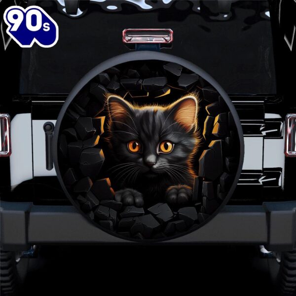 Black Cat Car Spare Tire Covers Gift For Campers