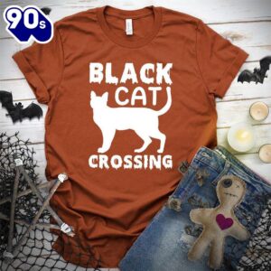 Black Cat Crossing T-Shirt Gift…