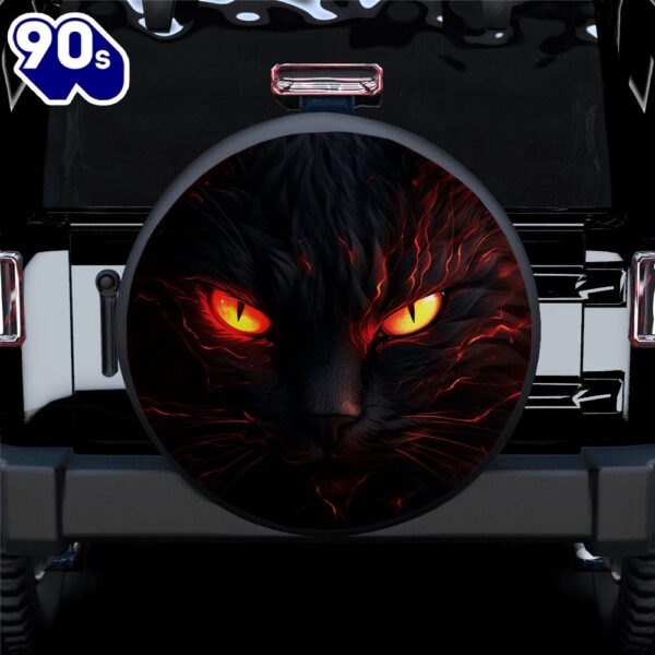 Black Cat Eyes Car Spare Tire Covers Gift For Campers