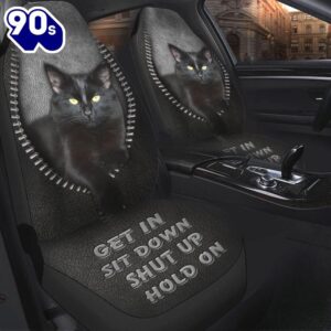 Black Cat Get In Sit Down Shut Up Hold On Car Seat Covers