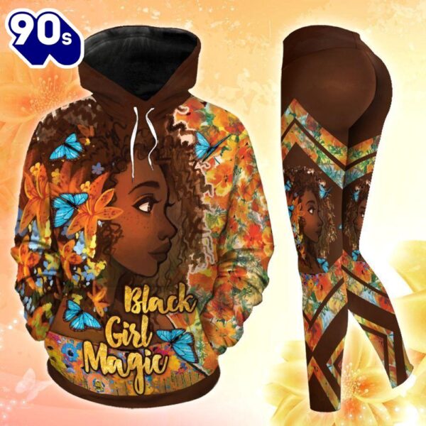 Black Girl Magic Butterfly All Over Print Leggings Hoodie Set Outfit For Women Gift Xmas