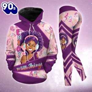 Black Girl Music Enjoy All Over Print Leggings Hoodie Set Outfit For Women Gift Xmas