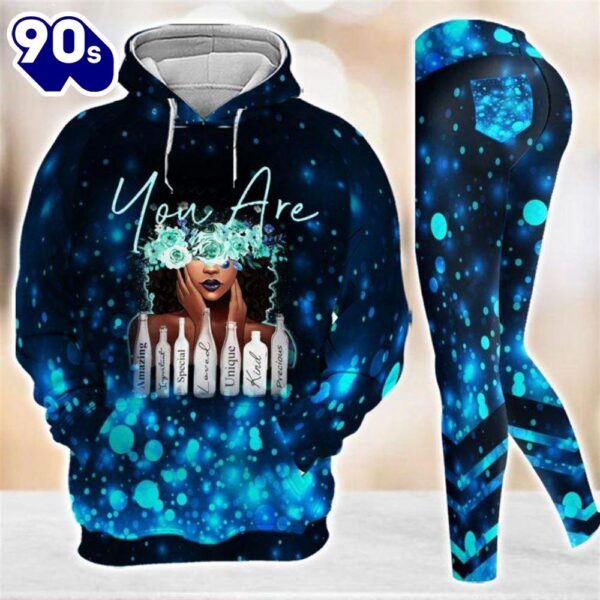 Black Girl You Are Amazing All Over Print Leggings Hoodie Set Outfit For Women Gift Xmas